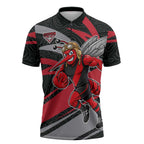 Essendon Bombers Australian Football Zipper Polo Shirt Skeeta Mascot With Indigenous Pattern Art