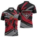 Essendon Bombers Australian Football Zipper Polo Shirt Skeeta Mascot With Indigenous Pattern Art