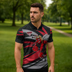 Essendon Bombers Australian Football Zipper Polo Shirt Skeeta Mascot With Indigenous Pattern Art