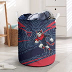 Melbourne Demons Australian Football Laundry Basket Devil Mascot With Indigenous Pattern Art