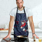 Melbourne Demons Australian Football Apron Devil Mascot With Indigenous Pattern Art