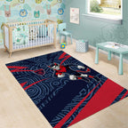 Melbourne Demons Australian Football Area Rug Devil Mascot With Indigenous Pattern Art