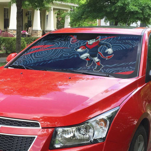 Melbourne Demons Australian Football Auto Sun Shade Devil Mascot With Indigenous Pattern Art