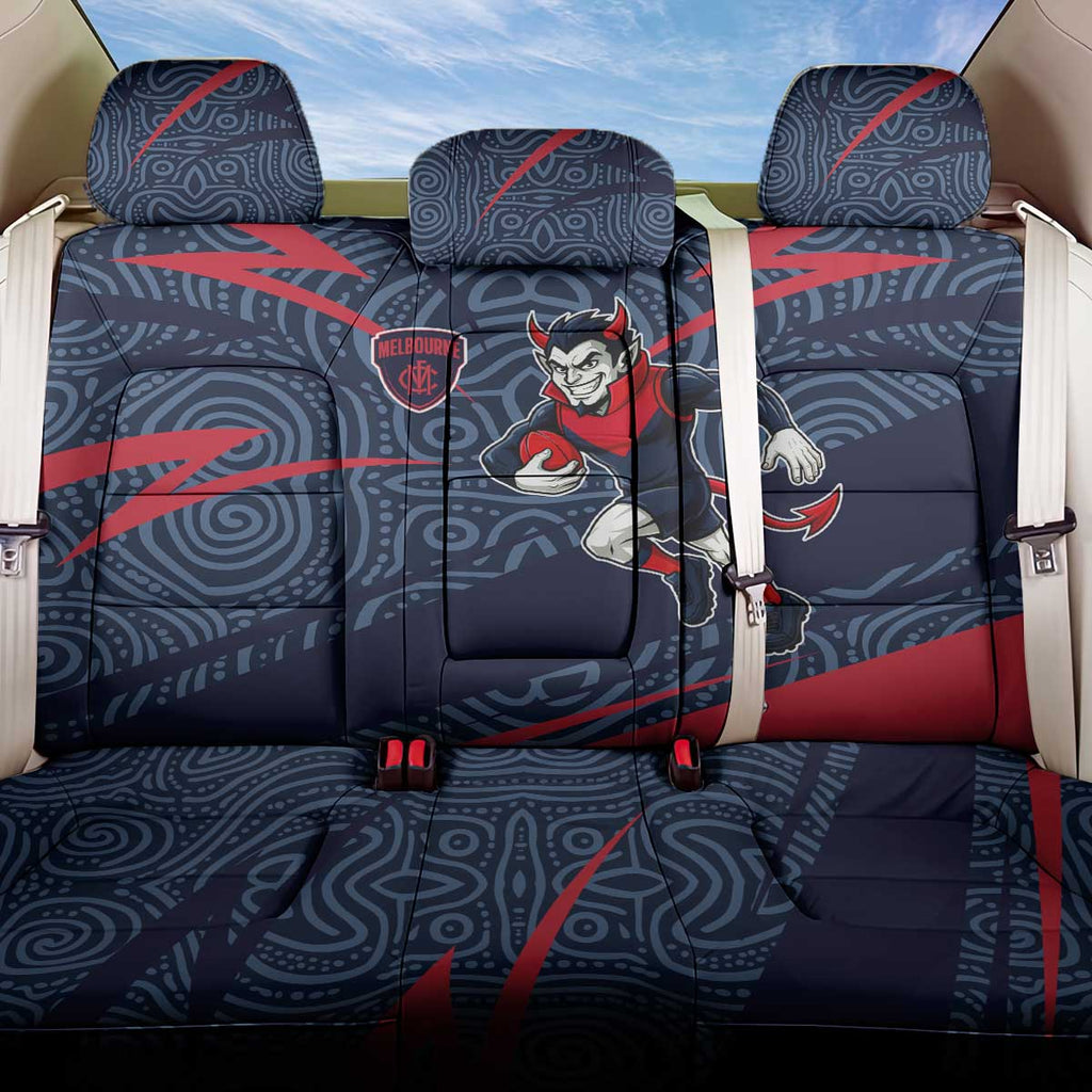 Melbourne Demons Australian Football Back Car Seat Cover Devil Mascot With Indigenous Pattern Art