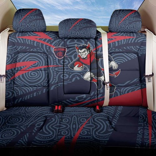 Melbourne Demons Australian Football Back Car Seat Cover Devil Mascot With Indigenous Pattern Art