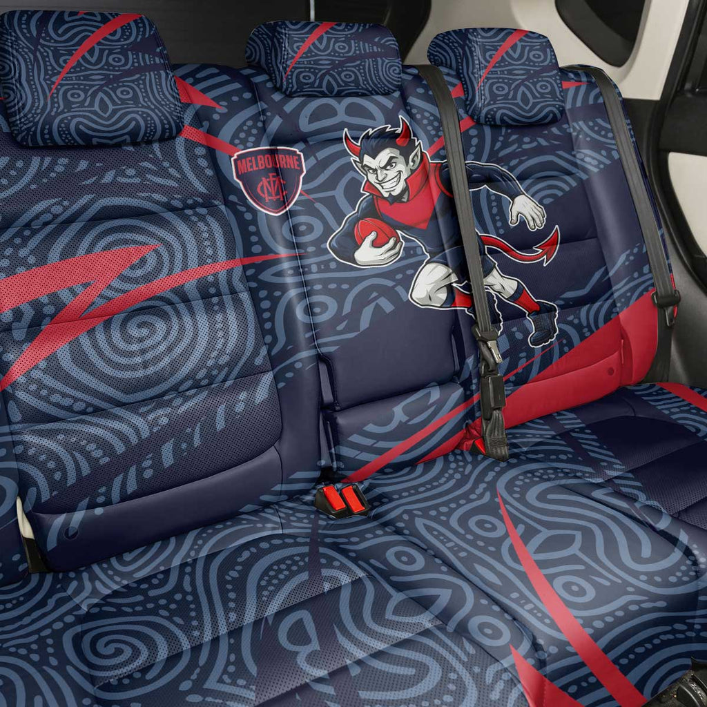 Melbourne Demons Australian Football Back Car Seat Cover Devil Mascot With Indigenous Pattern Art