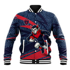 Melbourne Demons Australian Football Baseball Jacket Devil Mascot With Indigenous Pattern Art