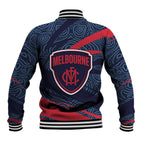 Melbourne Demons Australian Football Baseball Jacket Devil Mascot With Indigenous Pattern Art