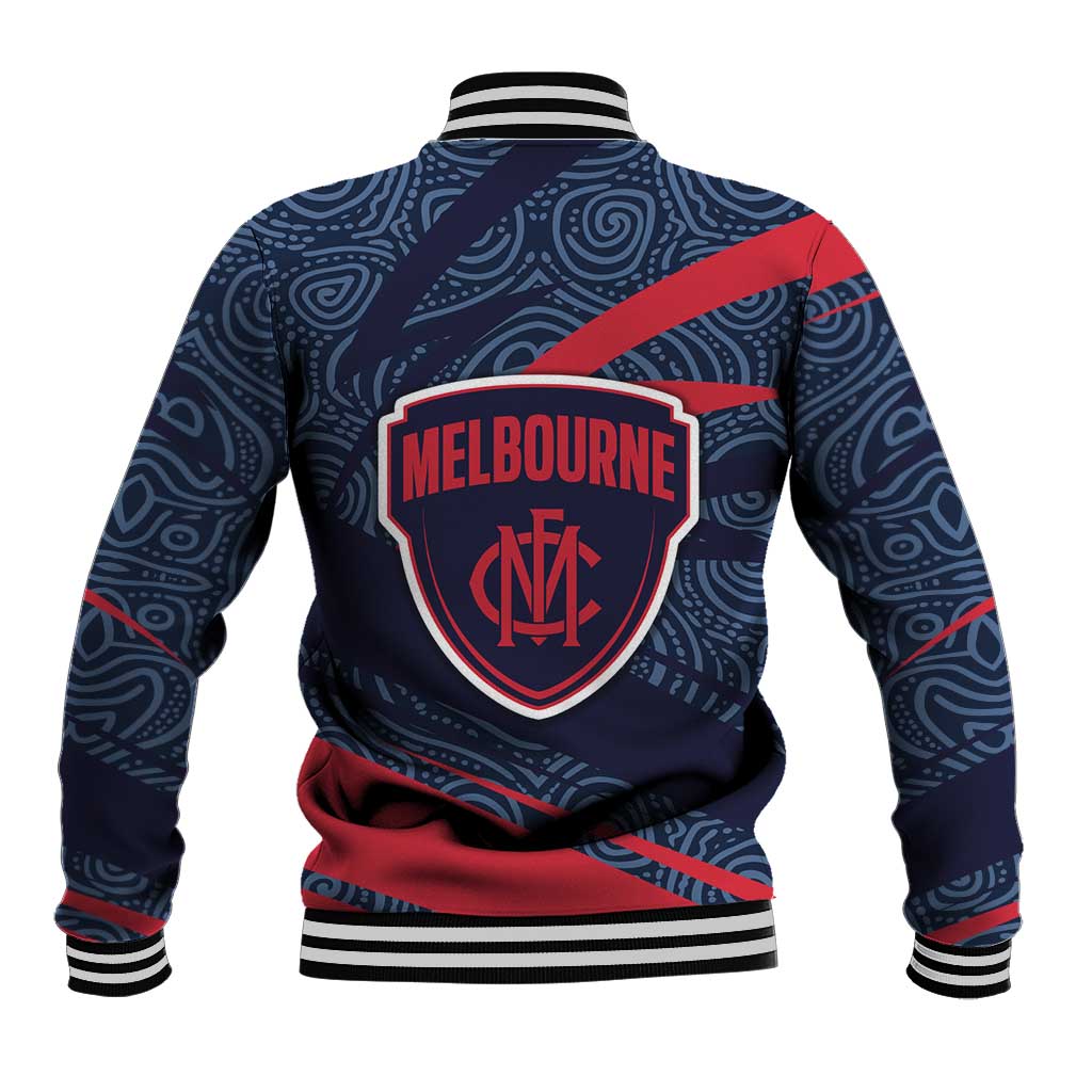 Melbourne Demons Australian Football Baseball Jacket Devil Mascot With Indigenous Pattern Art