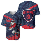 Melbourne Demons Australian Football Baseball Jersey Devil Mascot With Indigenous Pattern Art