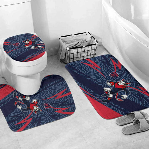 Melbourne Demons Australian Football Bathroom Set Devil Mascot With Indigenous Pattern Art