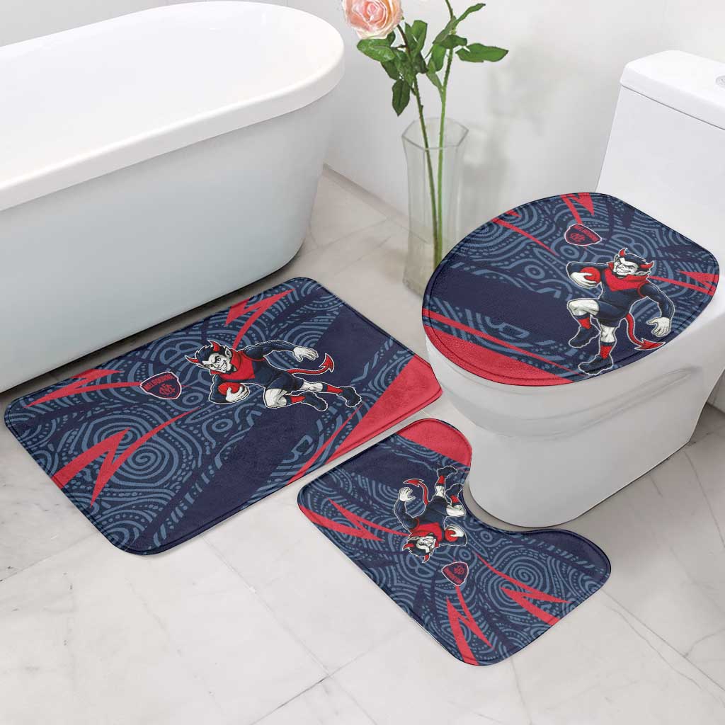 Melbourne Demons Australian Football Bathroom Set Devil Mascot With Indigenous Pattern Art