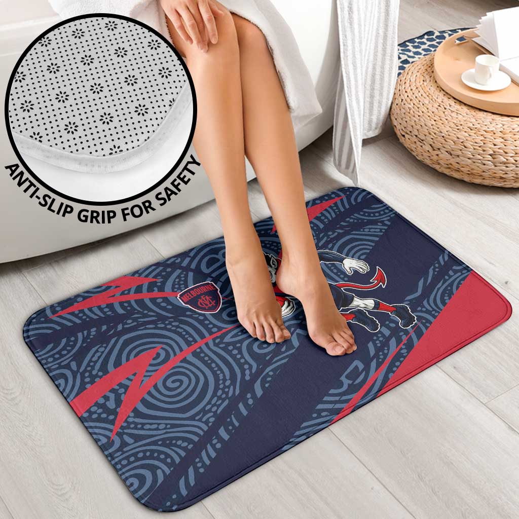 Melbourne Demons Australian Football Bathroom Set Devil Mascot With Indigenous Pattern Art