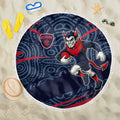 Melbourne Demons Australian Football Beach Blanket Devil Mascot With Indigenous Pattern Art