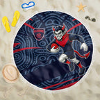 Melbourne Demons Australian Football Beach Blanket Devil Mascot With Indigenous Pattern Art