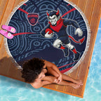 Melbourne Demons Australian Football Beach Blanket Devil Mascot With Indigenous Pattern Art
