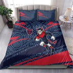 Melbourne Demons Australian Football Bedding Set Devil Mascot With Indigenous Pattern Art