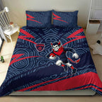 Melbourne Demons Australian Football Bedding Set Devil Mascot With Indigenous Pattern Art