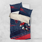 Melbourne Demons Australian Football Bedding Set Devil Mascot With Indigenous Pattern Art