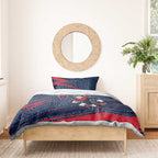 Melbourne Demons Australian Football Bedding Set Devil Mascot With Indigenous Pattern Art