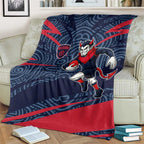 Melbourne Demons Australian Football Blanket Devil Mascot With Indigenous Pattern Art