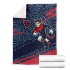 Melbourne Demons Australian Football Blanket Devil Mascot With Indigenous Pattern Art