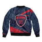 Melbourne Demons Australian Football Bomber Jacket Devil Mascot With Indigenous Pattern Art