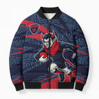 Melbourne Demons Australian Football Bomber Puffer Jacket Devil Mascot With Indigenous Pattern Art