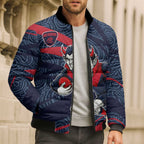 Melbourne Demons Australian Football Bomber Puffer Jacket Devil Mascot With Indigenous Pattern Art