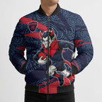 Melbourne Demons Australian Football Bomber Puffer Jacket Devil Mascot With Indigenous Pattern Art