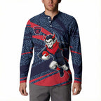 Melbourne Demons Australian Football Button Sweatshirt Devil Mascot With Indigenous Pattern Art