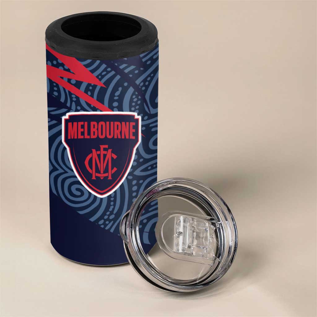 Melbourne Demons Australian Football 4 in 1 Can Cooler Tumbler Devil Mascot With Indigenous Pattern Art