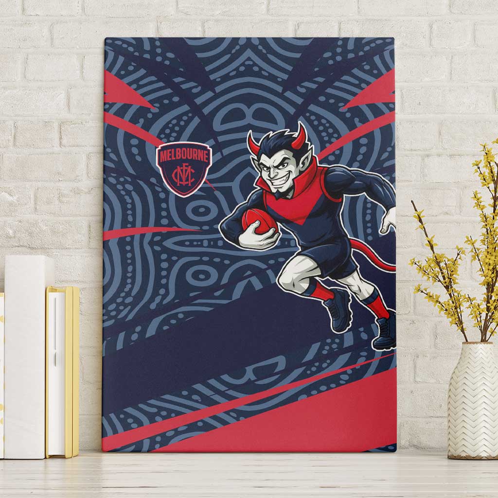 Melbourne Demons Australian Football Canvas Wall Art Devil Mascot With Indigenous Pattern Art