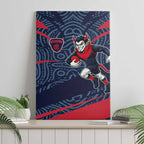 Melbourne Demons Australian Football Canvas Wall Art Devil Mascot With Indigenous Pattern Art