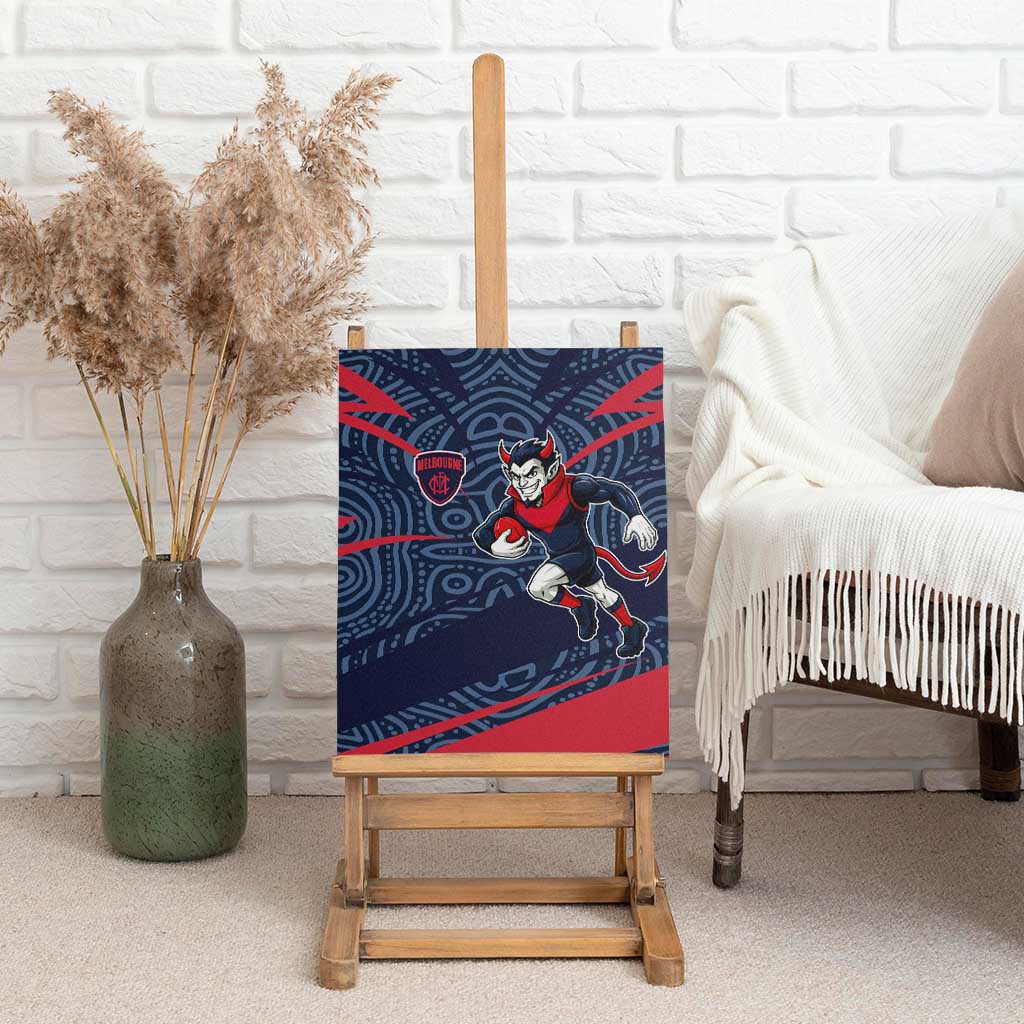 Melbourne Demons Australian Football Canvas Wall Art Devil Mascot With Indigenous Pattern Art