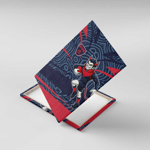 Melbourne Demons Australian Football Canvas Wall Art Devil Mascot With Indigenous Pattern Art