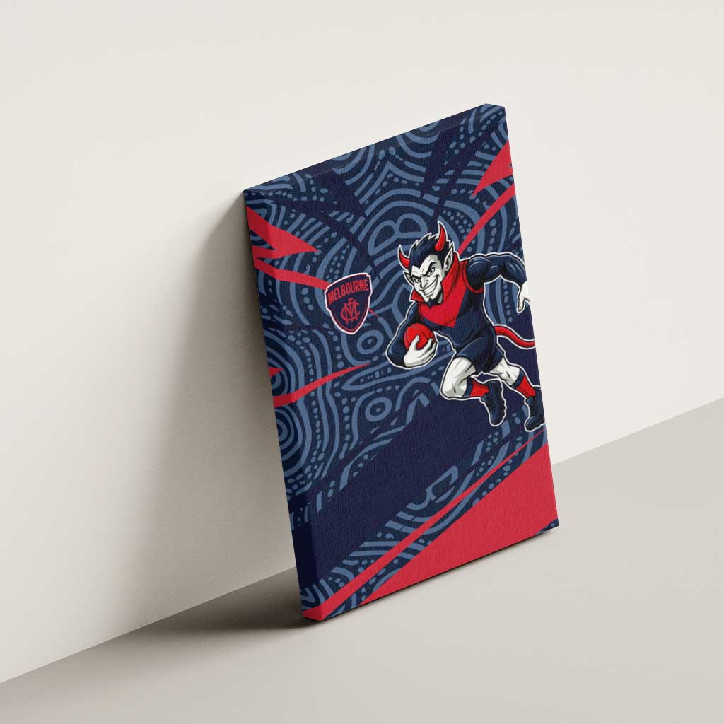 Melbourne Demons Australian Football Canvas Wall Art Devil Mascot With Indigenous Pattern Art