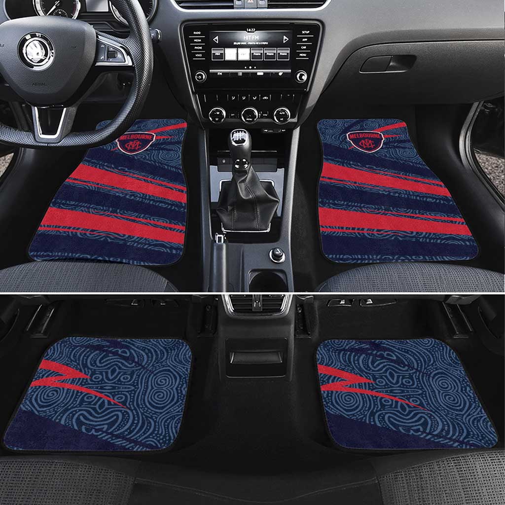 Melbourne Demons Australian Football Car Mats Devil Mascot With Indigenous Pattern Art