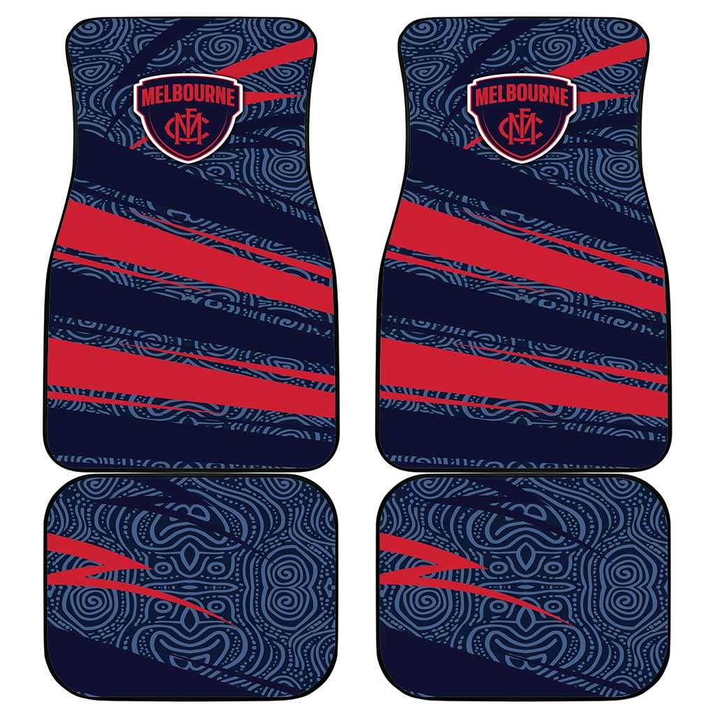 Melbourne Demons Australian Football Car Mats Devil Mascot With Indigenous Pattern Art