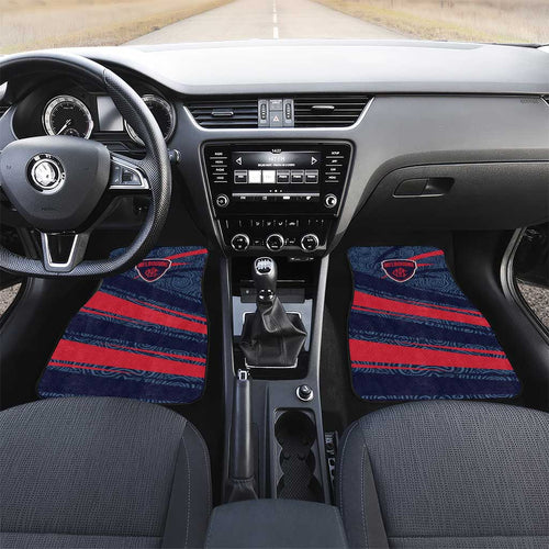 Melbourne Demons Australian Football Car Mats Devil Mascot With Indigenous Pattern Art