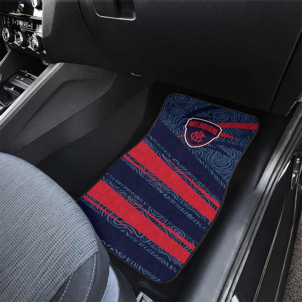 Melbourne Demons Australian Football Car Mats Devil Mascot With Indigenous Pattern Art