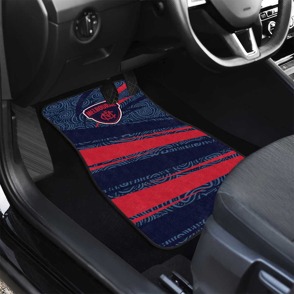 Melbourne Demons Australian Football Car Mats Devil Mascot With Indigenous Pattern Art