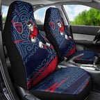 Melbourne Demons Australian Football Car Seat Cover Devil Mascot With Indigenous Pattern Art
