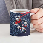 Melbourne Demons Australian Football Ceramic Mug Devil Mascot With Indigenous Pattern Art