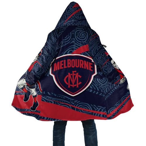 Melbourne Demons Australian Football Cloak Devil Mascot With Indigenous Pattern Art