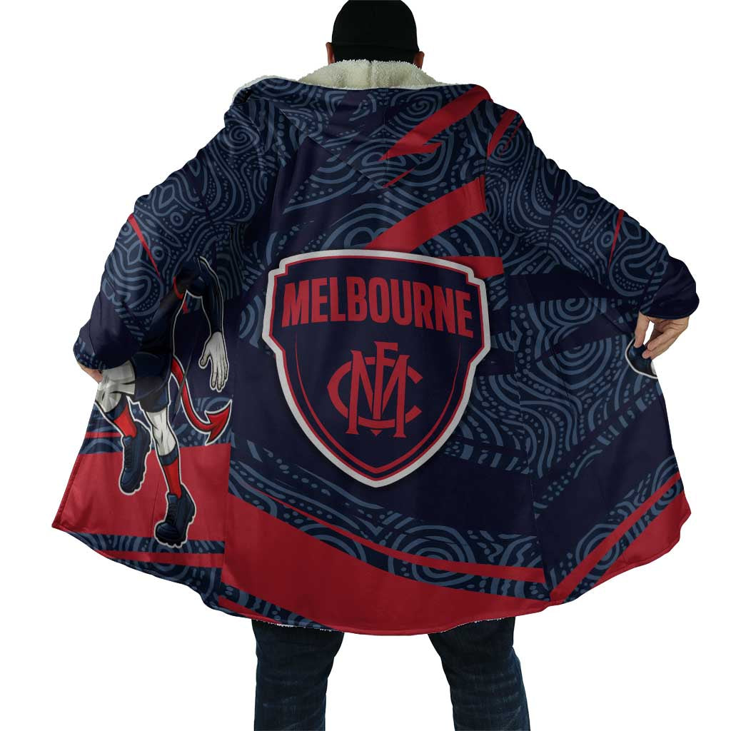 Melbourne Demons Australian Football Cloak Devil Mascot With Indigenous Pattern Art