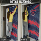 Melbourne Demons Australian Football Door Cover Devil Mascot With Indigenous Pattern Art