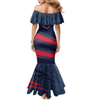 Melbourne Demons Australian Football Family Matching Mermaid Dress and Hawaiian Shirt Devil Mascot With Indigenous Pattern Art