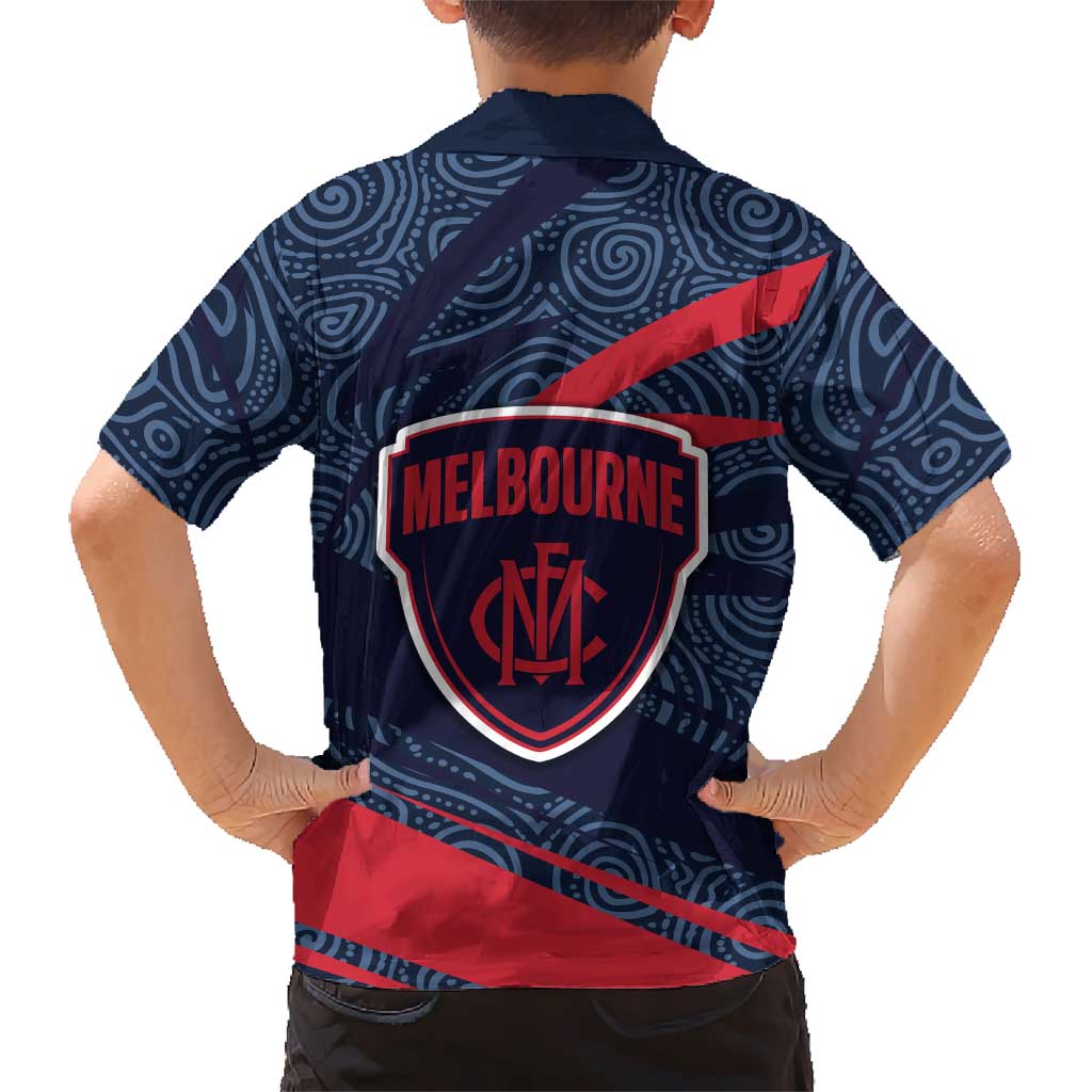 Melbourne Demons Australian Football Family Matching Puletasi and Hawaiian Shirt Devil Mascot With Indigenous Pattern Art