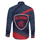 Melbourne Demons Australian Football Family Matching Puletasi and Hawaiian Shirt Devil Mascot With Indigenous Pattern Art